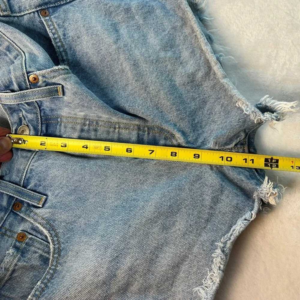Levi's Blue Denim 501 Original Cut‎ Off Shorts Women 29 (READ)High Rise Raw Hem